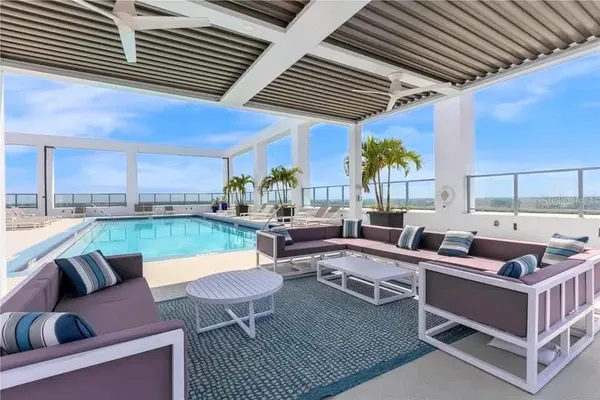 a outdoor space with patio furniture