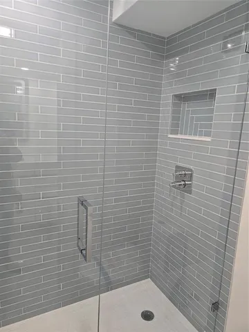 a bathroom with a bathtub