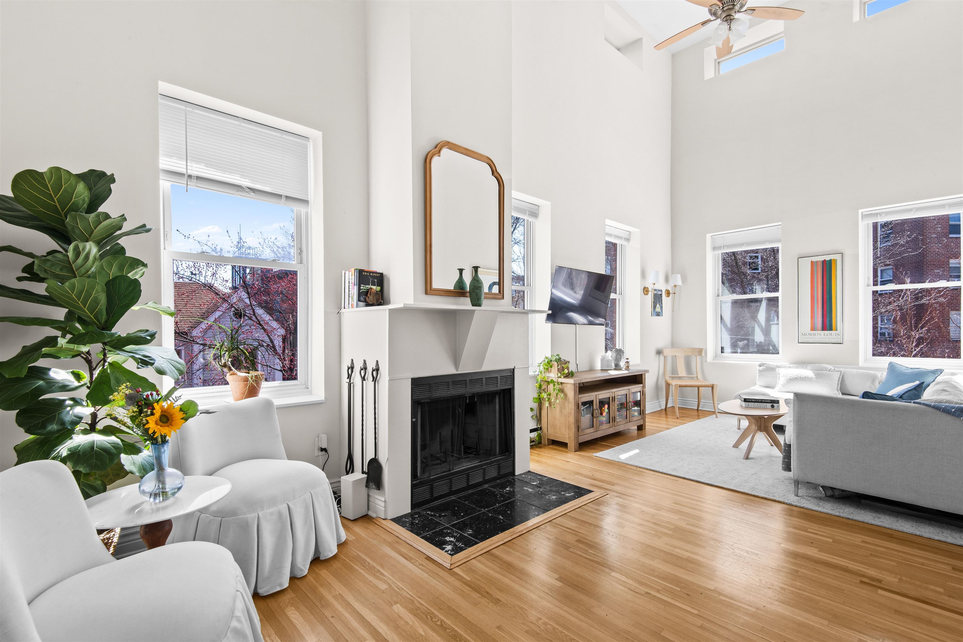 456 9th Street, Unit 9 Hoboken, NJ 07030 - Photo 6 of 29 a living room with furniture fireplace and flat screen tv