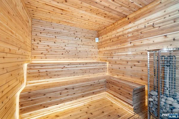 a bathroom with a bathtub