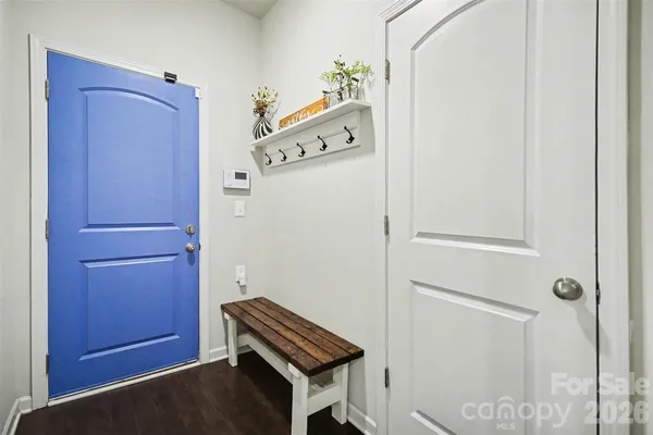 a room with a door and a wooden door
