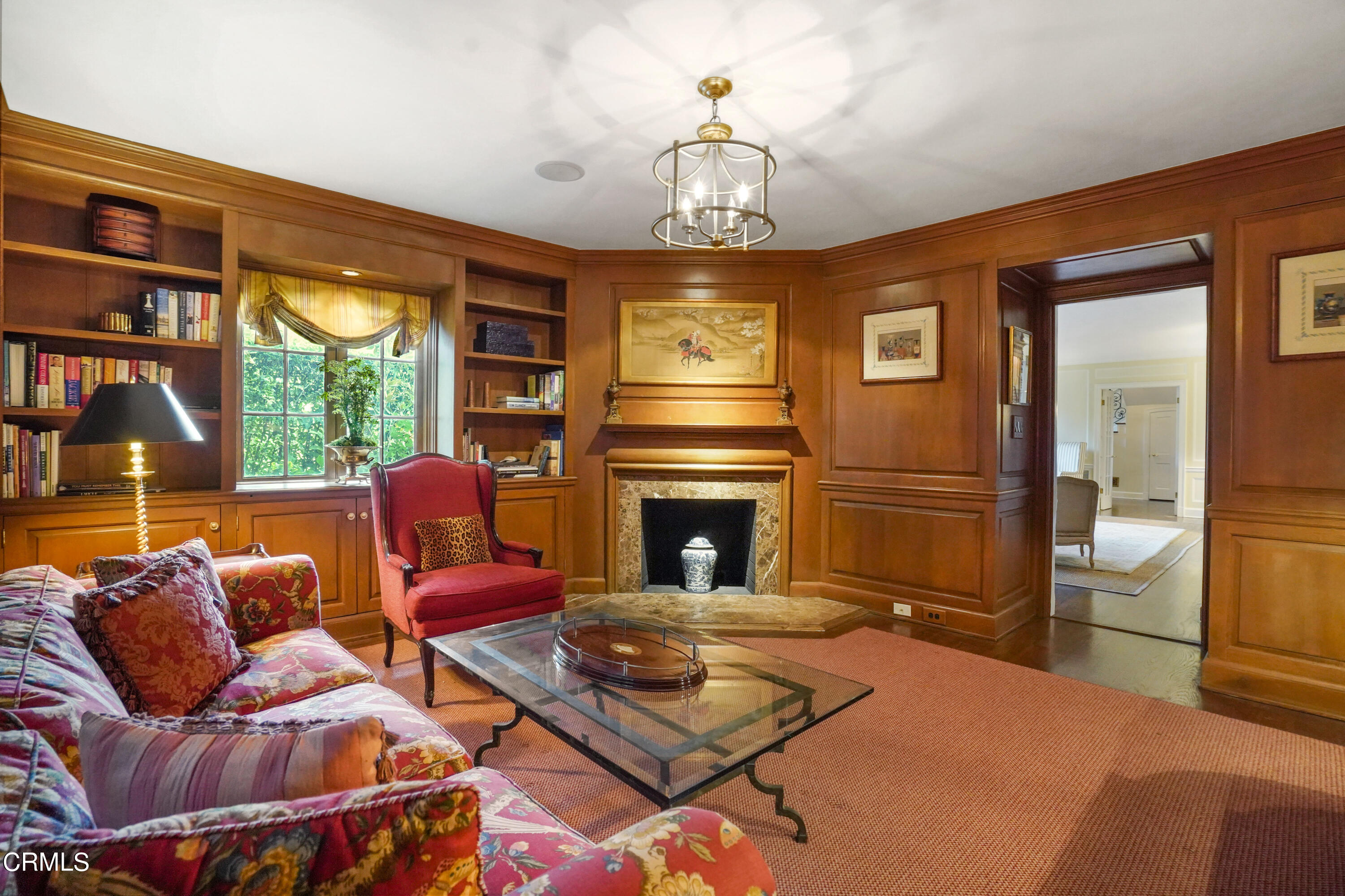 512 Arroyo Square South Pasadena, CA 91030 - Photo 10 of 55 a living room with furniture a chandelier and a fireplace
