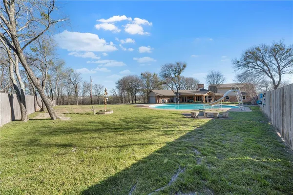 a view of swimming pool with a yard