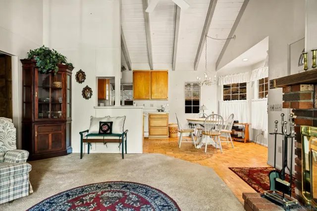 a living room with patio furniture