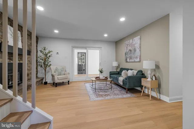 a living room with furniture