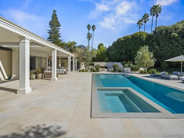 a view of a park with large trees