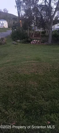 a view of a field of grass and trees
