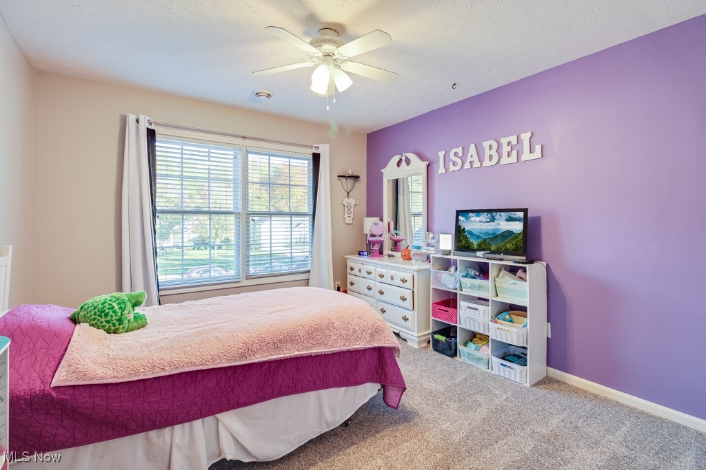 132 Timber Ridge Drive, Unit RDR Elyria, OH 44035 - Photo 24 of 41 Carpeted bedroom with a textured ceiling and ceiling fan