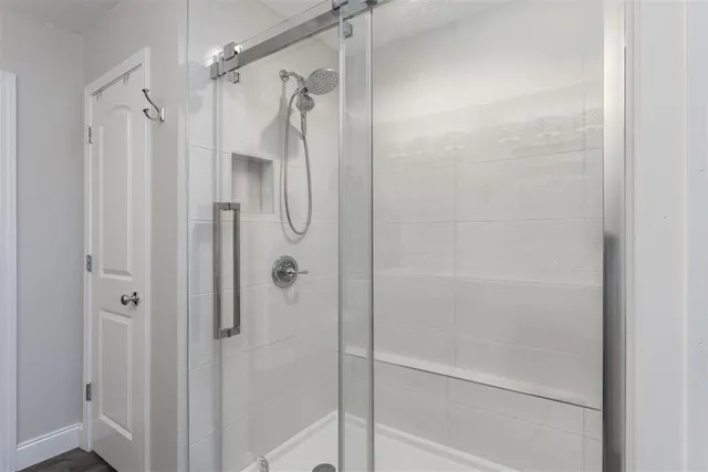 a bathroom with a shower