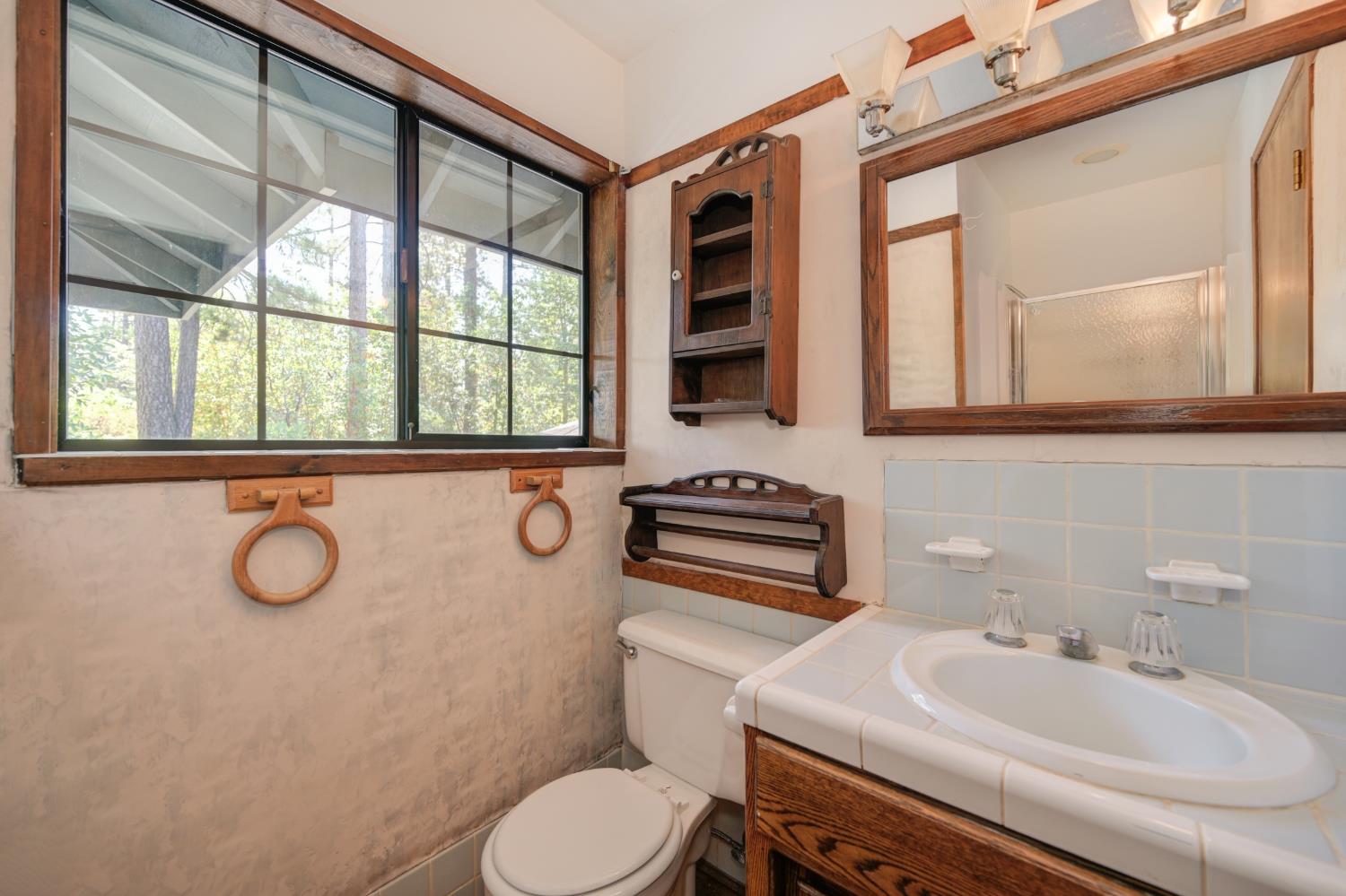15310 Tyler Foote Road Nevada City, CA 95959 - Photo 22 of 63 a bathroom with a sink a toilet and a mirror