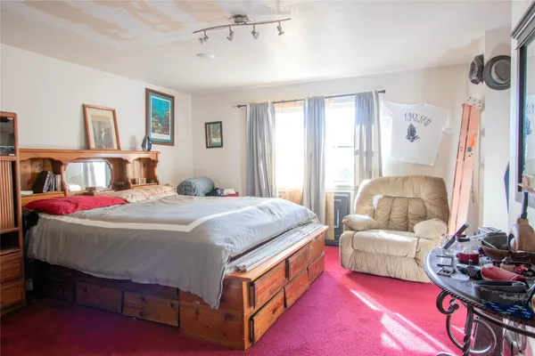 a bedroom with bed and a couch