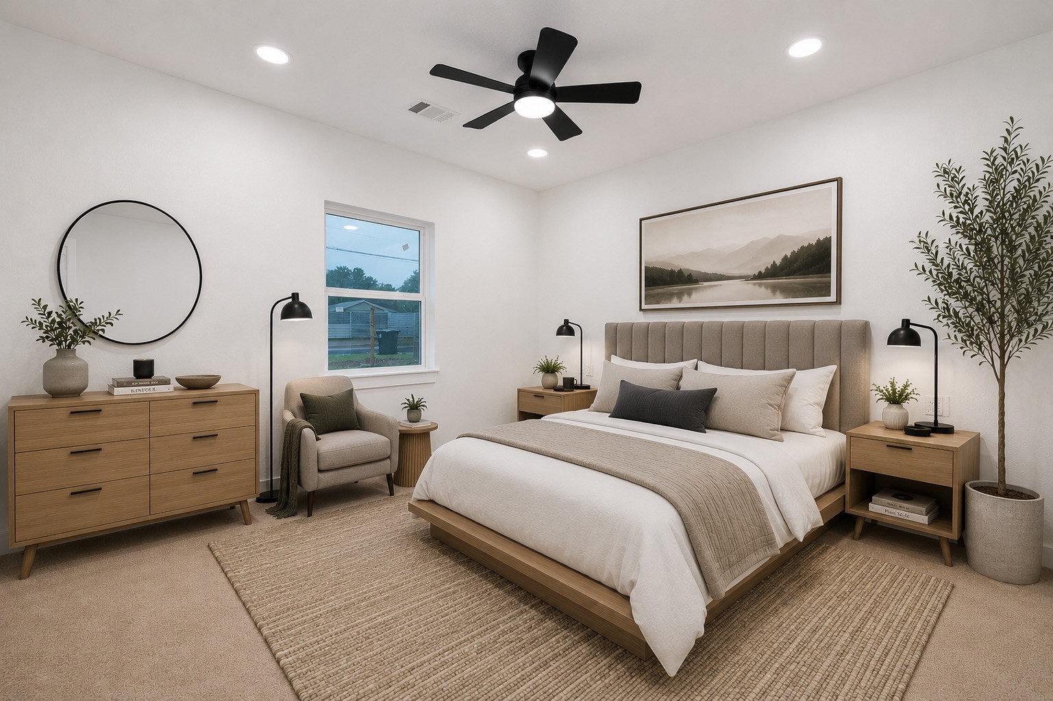 5709 Langley Road Houston, TX 77016 - Photo 21 of 27 Virtually staged. This generously sized secondary bedroom offers flexibility for guests, family members, or a home office. Virtual furnishings illustrate one possible furniture arrangement while highlighting the room's spacious layout and functionality.