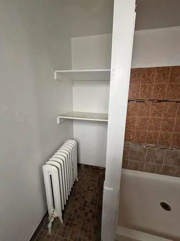 a bathroom with a tub