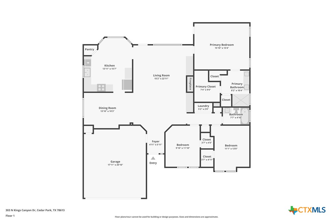 303 North Kings Canyon Drive Cedar Park, TX 78613 - Photo 22 of 24 a picture of a floor plan