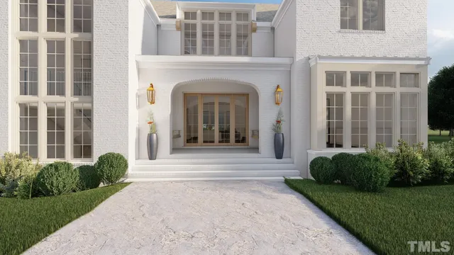 a view of a building with a yard