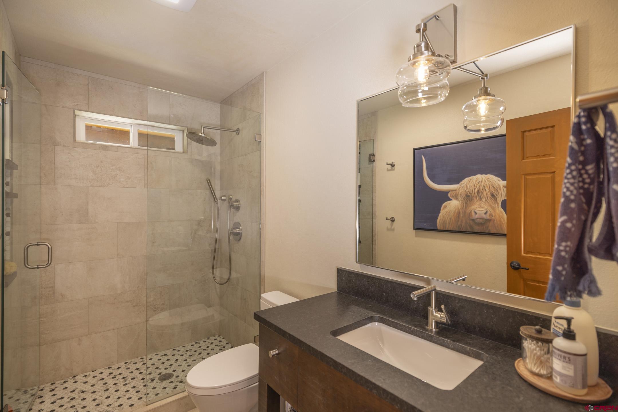 154 Falcon Ridge Road Durango, CO 81301 - Photo 21 of 42 a bathroom with a sink a toilet and shower