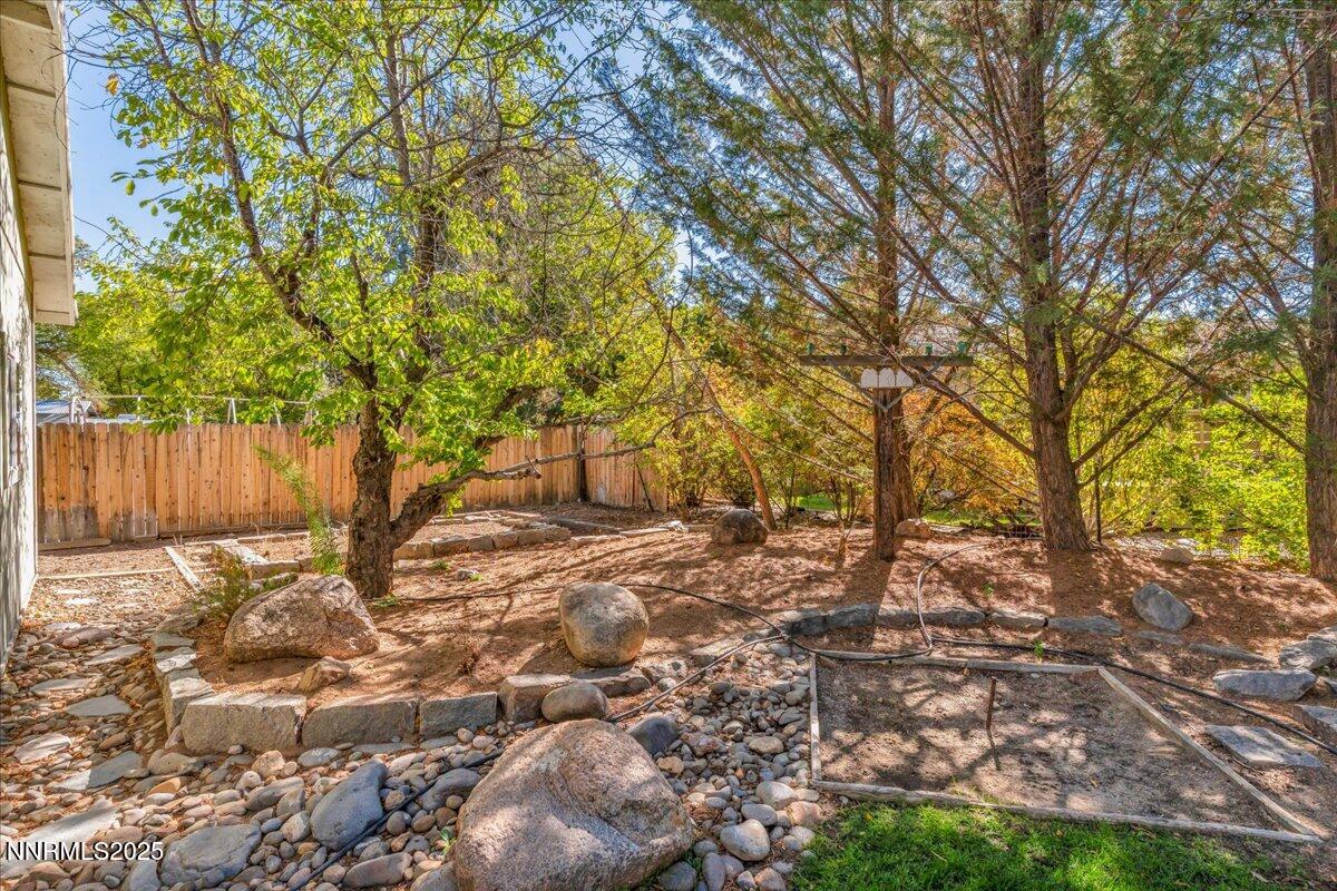 1231 Manhattan Way Gardnerville, NV 89460 - Photo 38 of 45 a view of a backyard with large trees