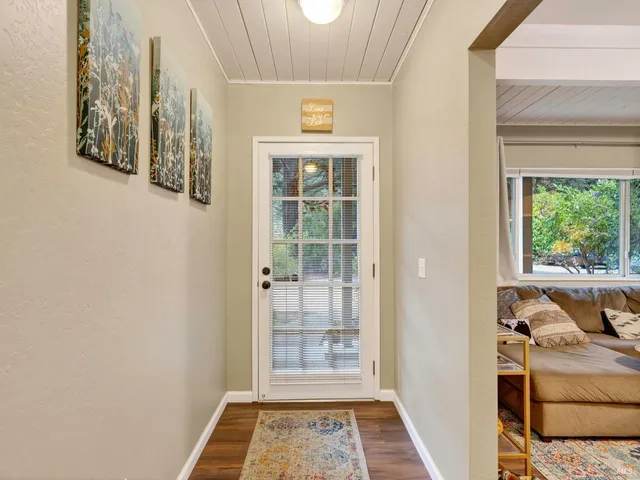 a view of entryway and workspace