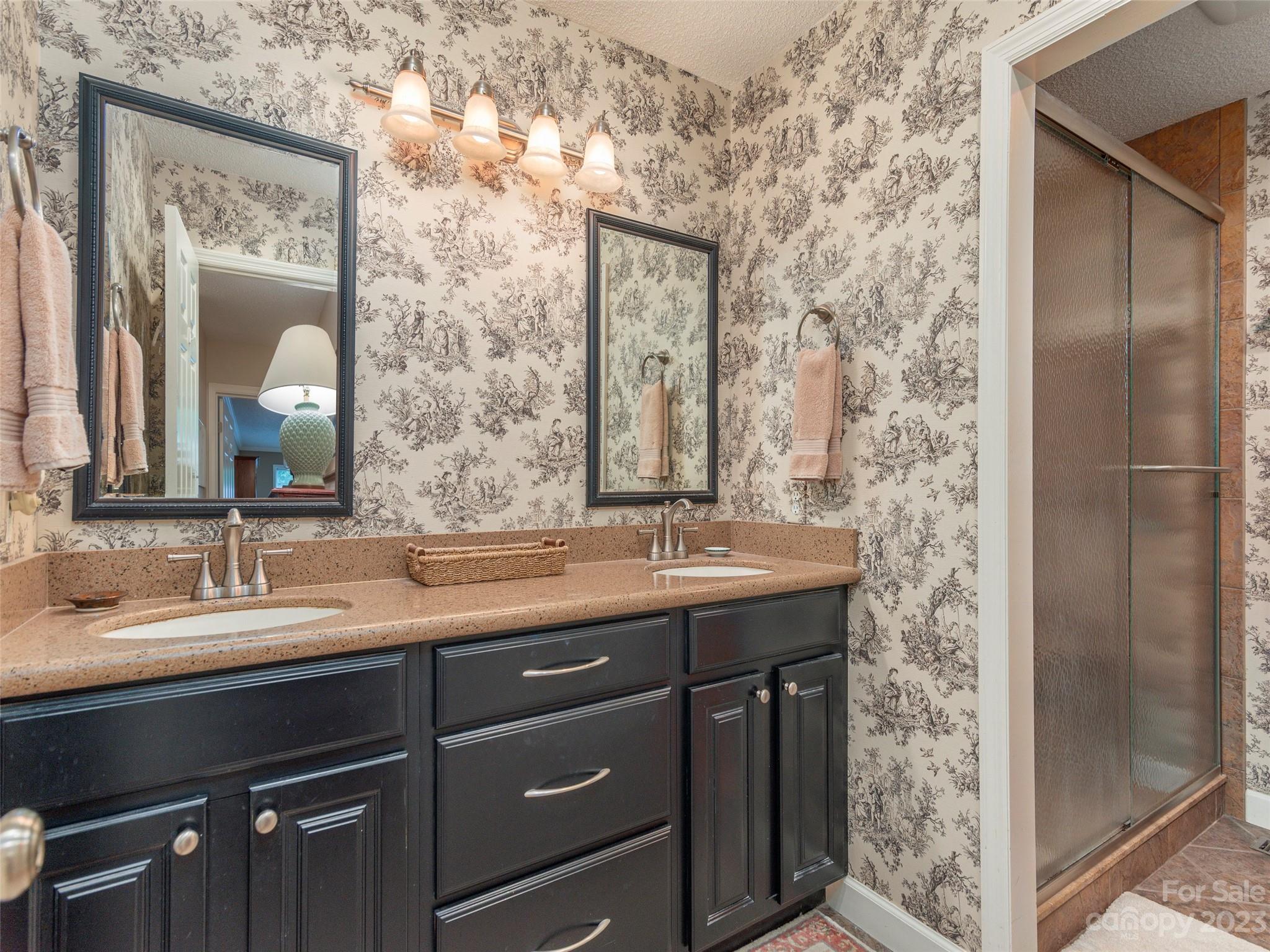 106 Beaver Ridge Road Asheville, NC 28804 - Photo 15 of 19 a bathroom with a double vanity sink and a mirror