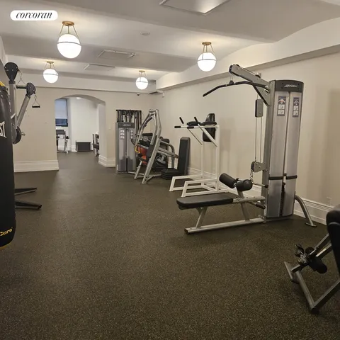 a view of a room with gym equipment