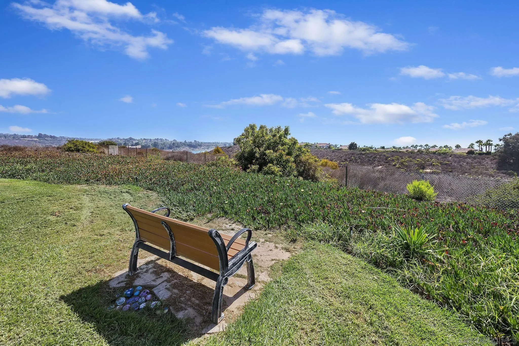 7015 Lavender Way Carlsbad, CA 92011 - Photo 64 of 67 a wooden bench sitting in the middle of a lake