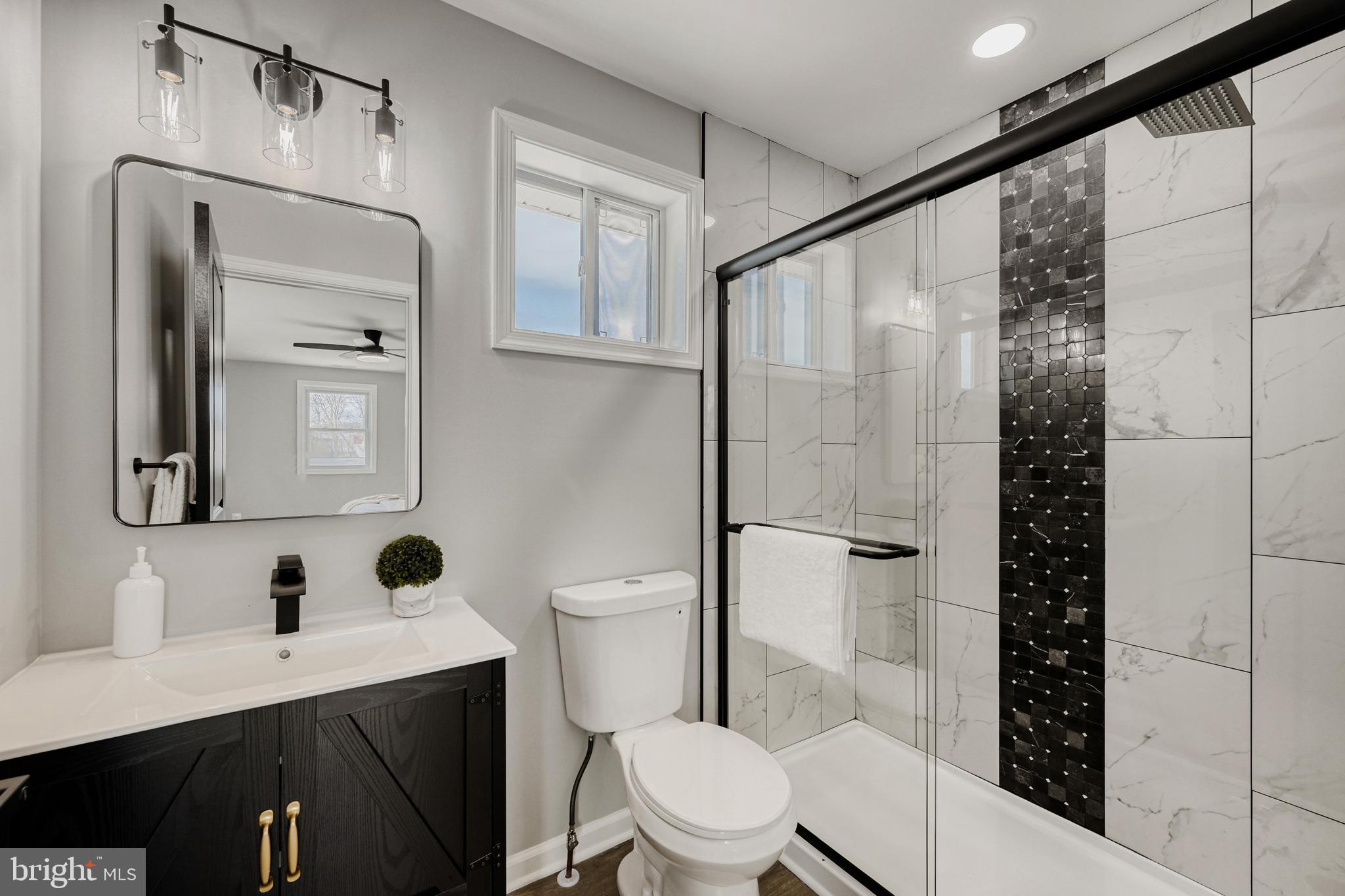 39 Transverse Avenue Middle River, MD 21220 - Photo 19 of 29 a bathroom with a sink toilet a mirror and shower