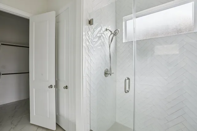 a bathroom with a shower