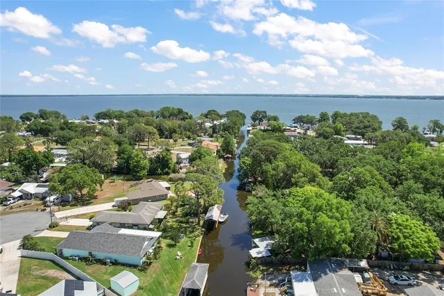 a view of a lake with outside space