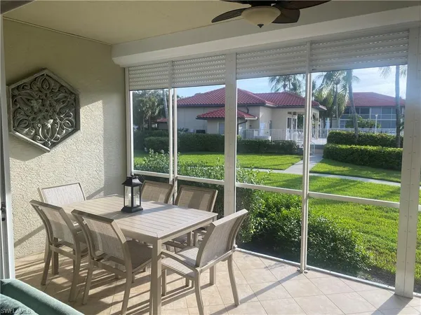 a view of an chairs and table in the patio