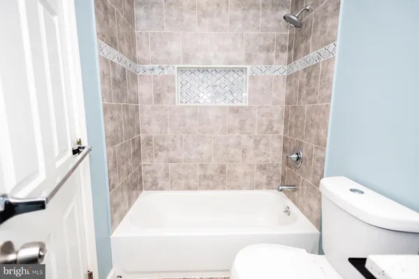 a bathroom with a toilet and a bathtub
