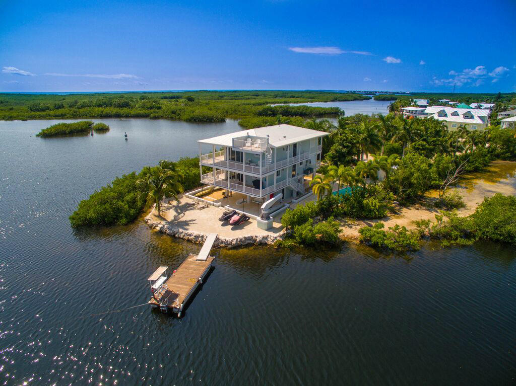 100 La Paloma Road Key Largo, FL 33037 - Photo 50 of 66 Aerial Dock and House Photo