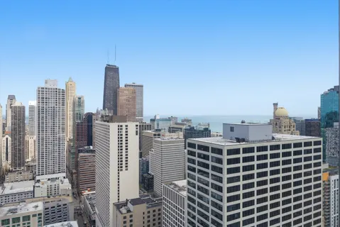 a view of a city with tall buildings