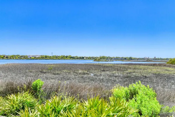 a view of a lake with a city view