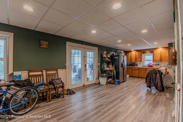 a view of a room with gym equipment