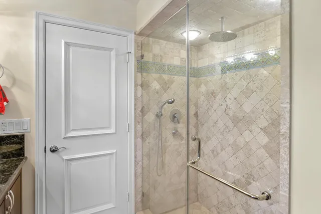 an aerial view of a swimming pool and outdoor space