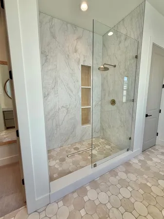 a bathroom with a shower
