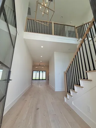 en view interior of a house with wooden floor
