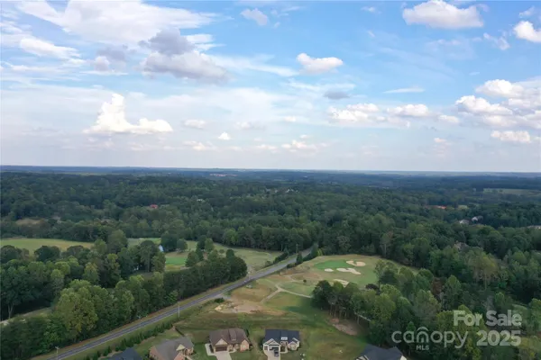 a view of a city street view with lush green forest