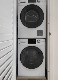 a close up view of washer and dryer