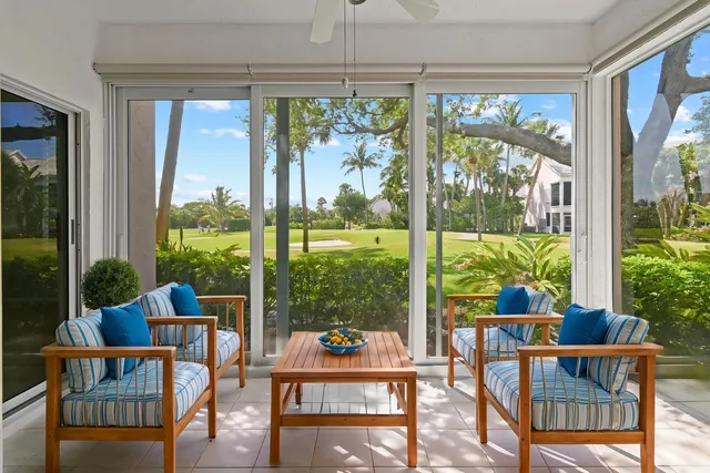 a outdoor view with a sitting space