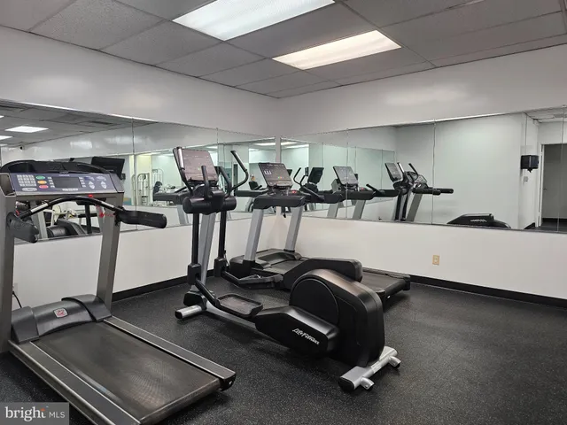 a room with gym equipment