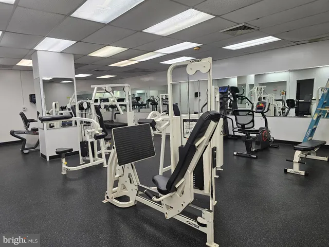 a view of a room with gym equipment