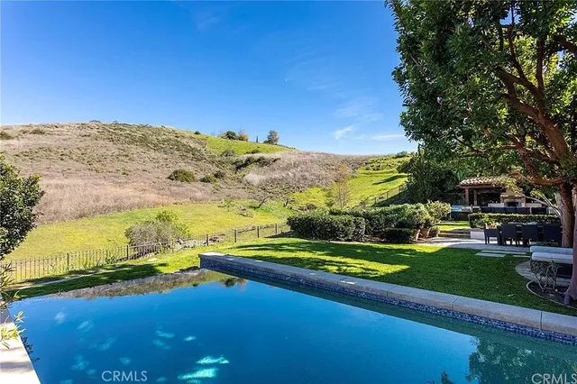 a view of a lake with a big yard