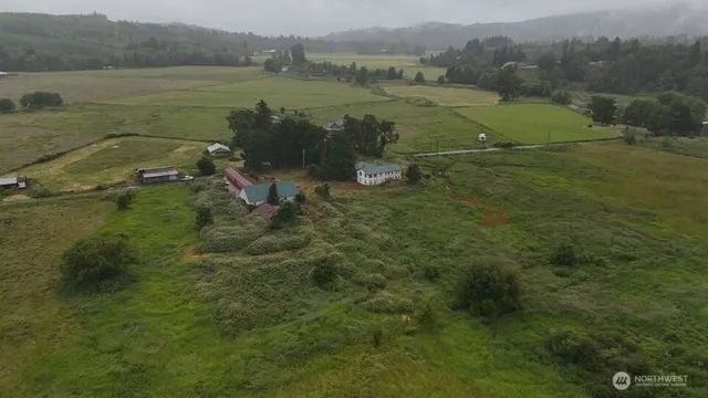 a view of a lake with a houses
