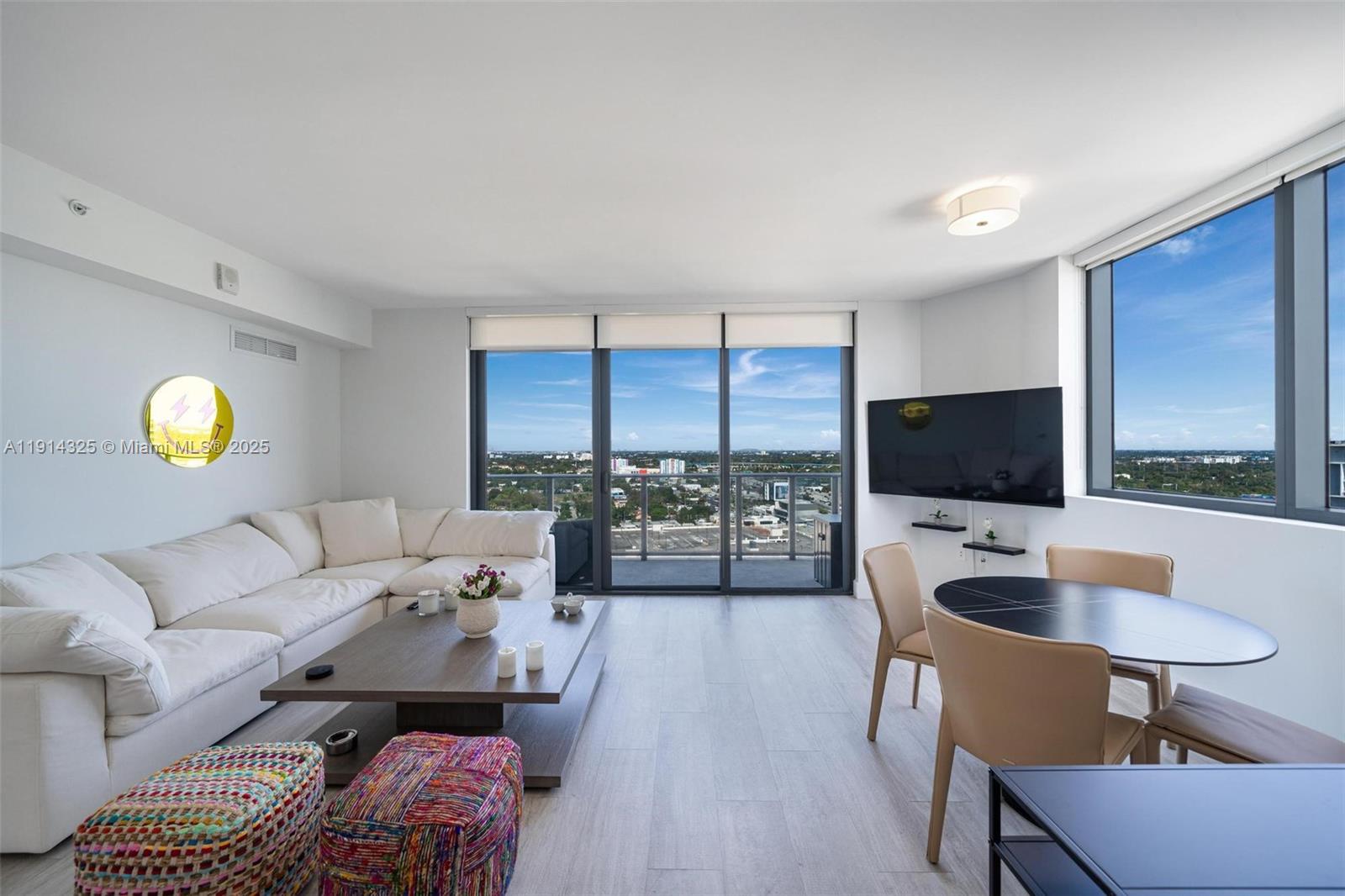 121 Northeast 34th Street, Unit 2109 Miami, FL 33137 - Photo 3 of 19 a living room with furniture and a flat screen tv