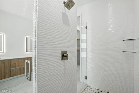 a bathroom with a shower