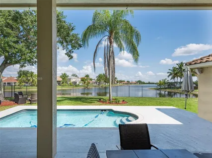 a view of a swimming pool and outdoor space