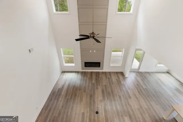 an empty room with windows