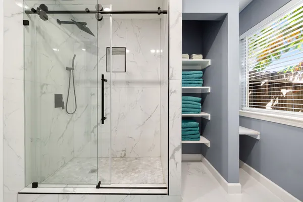 a bathroom with a shower