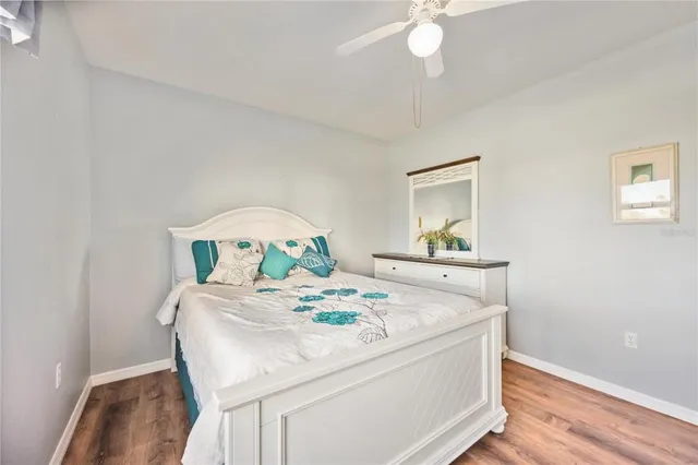 a dining room with table and a lamp